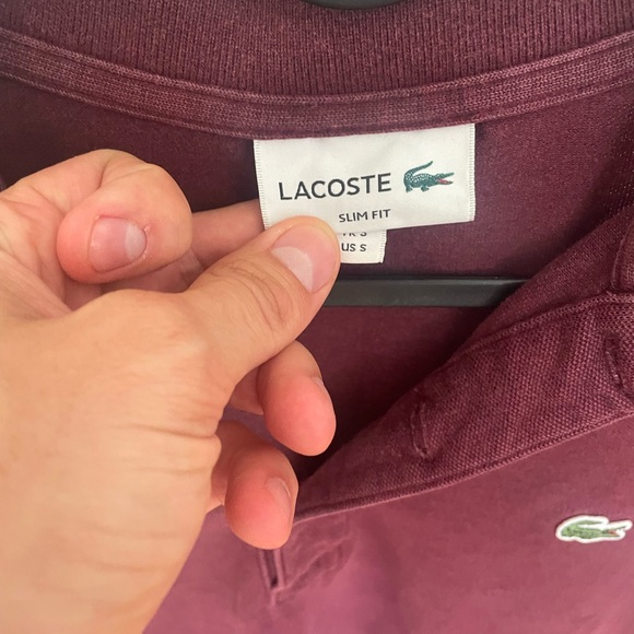 Lacoste Polo - Men’s Slim Fit Size S - Maroon / Red - Picture 3 of 4